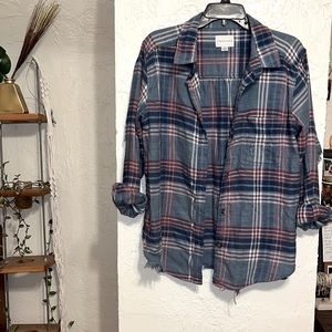 American Eagle distressed boyfriend flannel